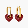 Gold-Toned Hoop Earrings with Red Heart