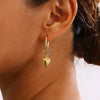 Gold Oval Hoop Earrings with Puffed Heart Charms