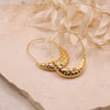Gold-Toned Textured Crescent Hoop Earrings