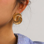 Gold-Toned Spiral Ribbed Stud Earrings