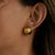 Gold-Toned Ribbed Statement Stud Earrings