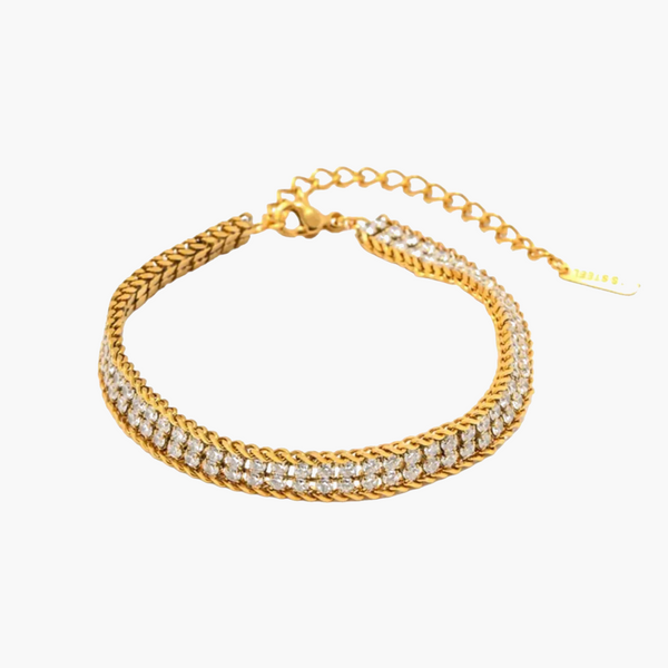 Double Layer Gold-Toned Zirconia Bracelet